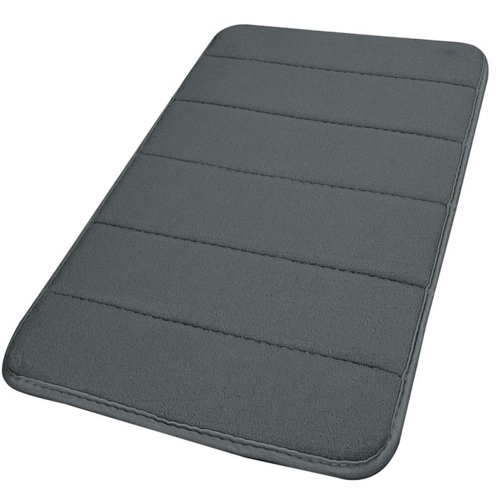 Velvet Memory Foam Bath Mat Soft Absorbent Bath Mat 24" x 16" Dark Gray